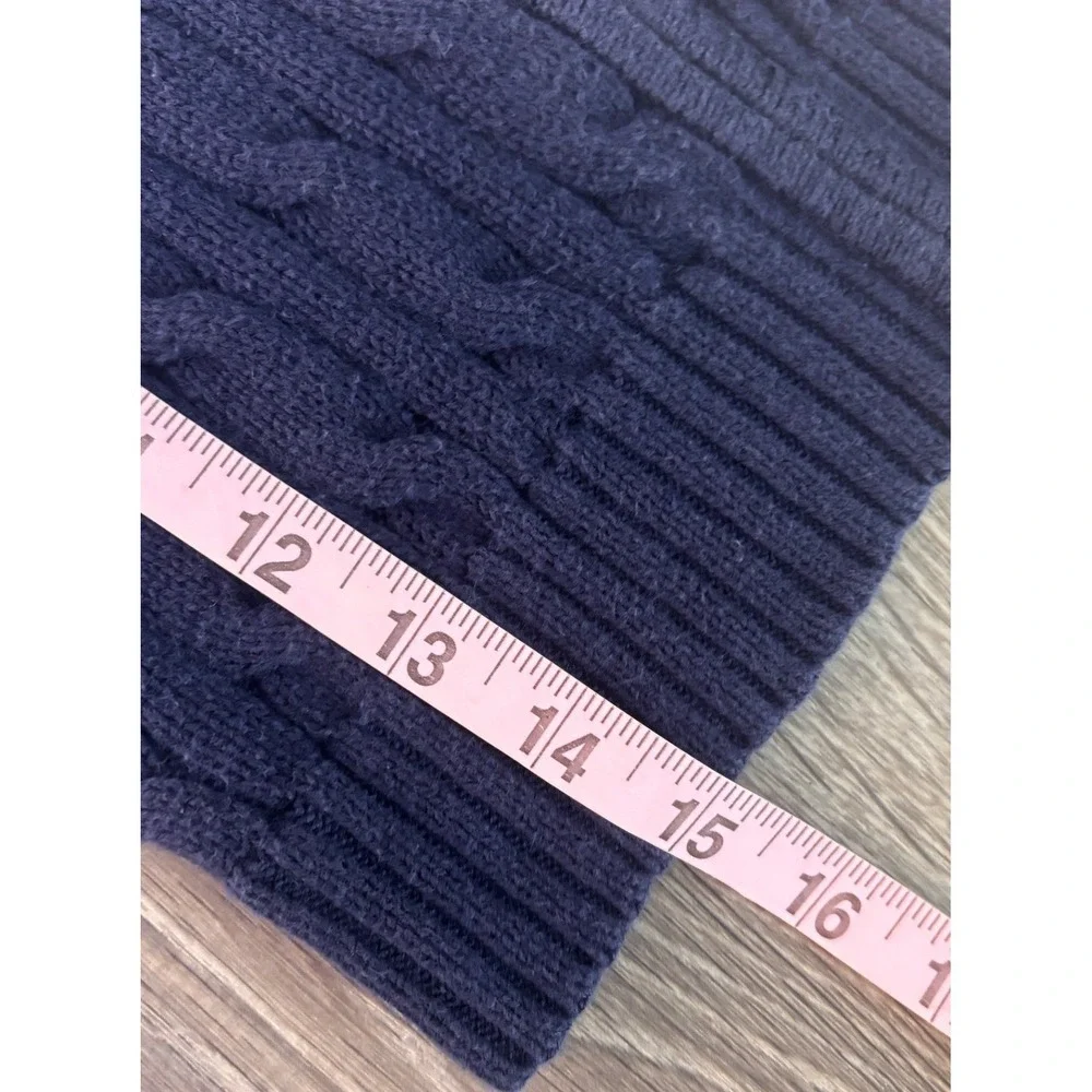 Ralph Lauren Girls Navy Blue Cable Knit Full Zip Hoodie Sweater Size 5 Pink Pony